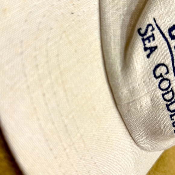 VINTAGE 🚢CUNARD SEA GODDESS UNISEX ECRU & NAVY CAP - ADJUSTABLE LEATHER STRAP - Picture 6 of 6